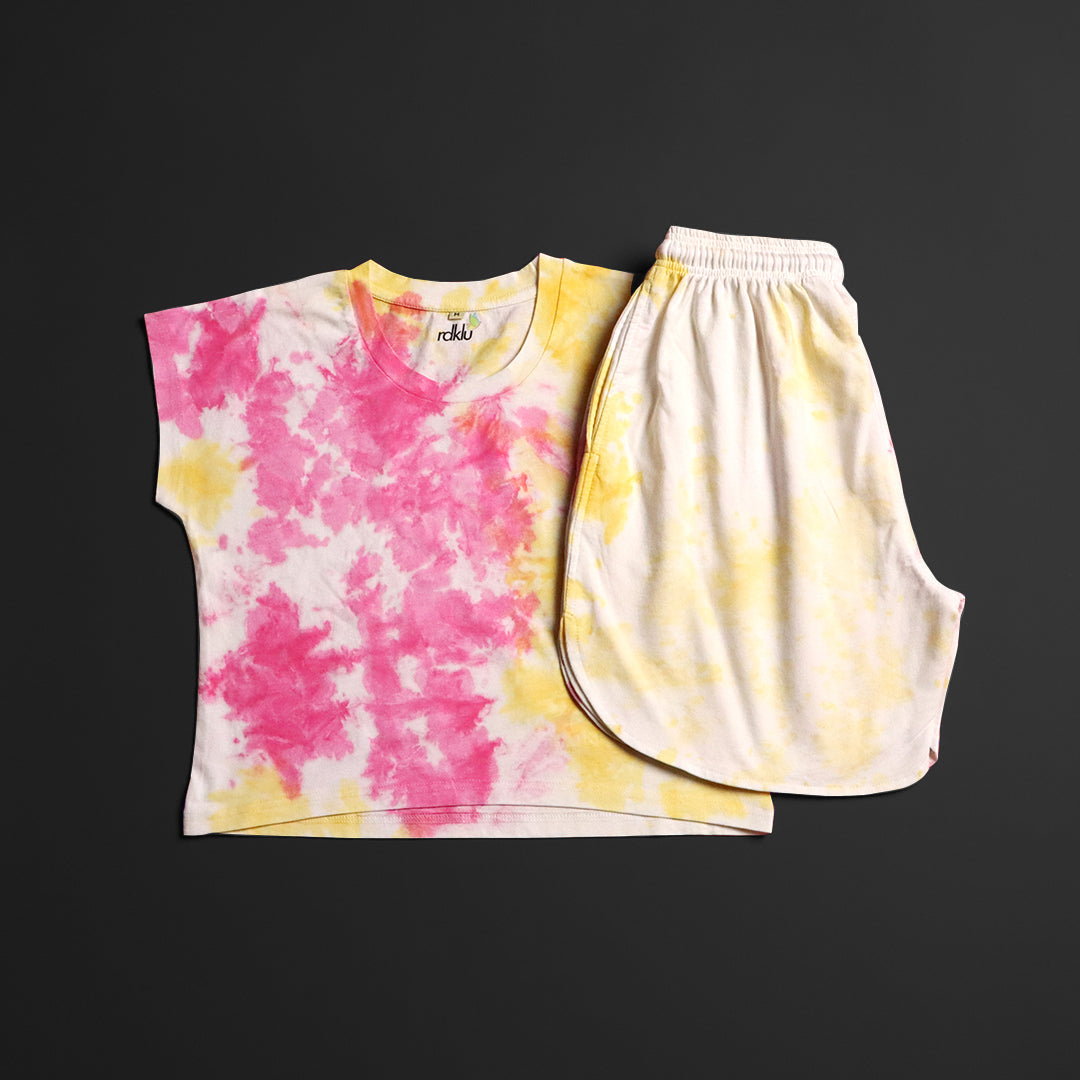 Tie - Dye Co-ord Crop Top Shorts Set#6