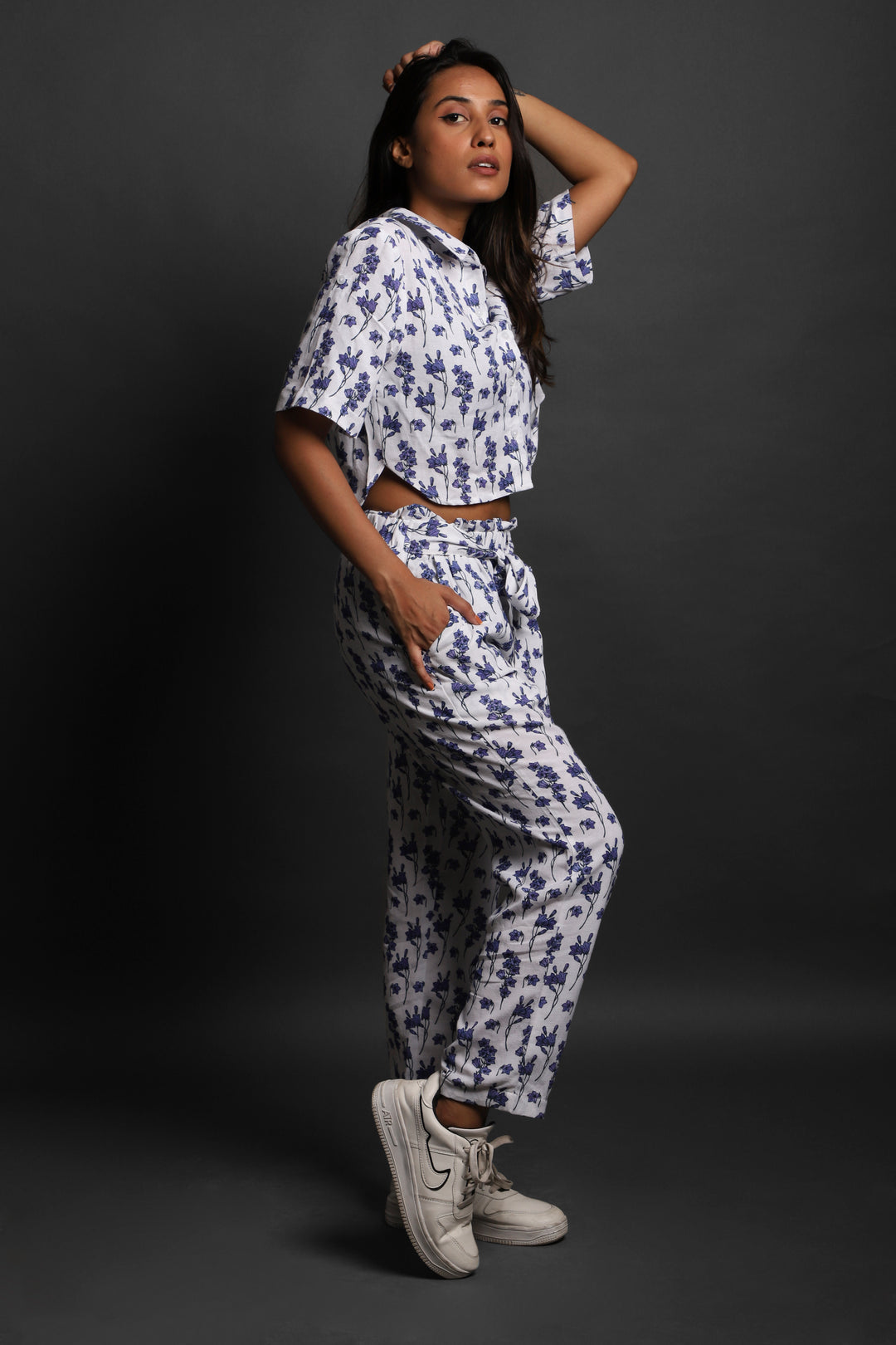 Women's Printed Crop shirt & Pant Set#3