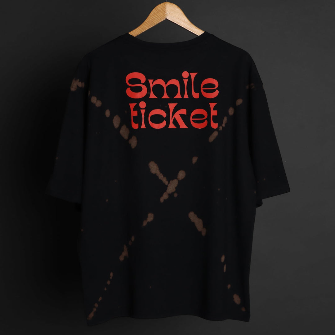 Printed Oversized Tee - SMILE TICKET MEN'S TIE DYE OVER SIZE TEE#37