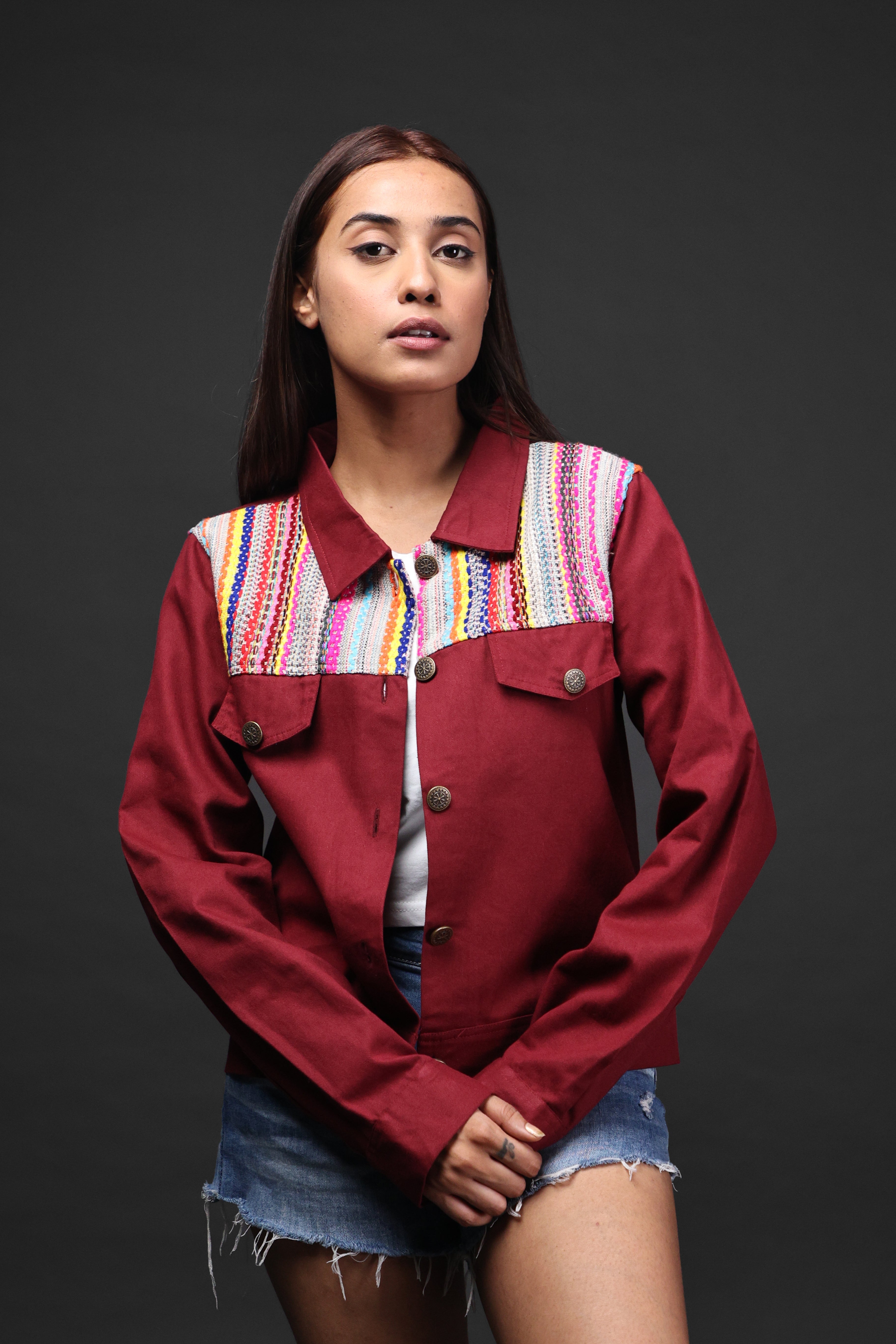 Buy Tokyo Talkies Women Red Solid Denim Jacket - Jackets for Women 8166177  | Myntra