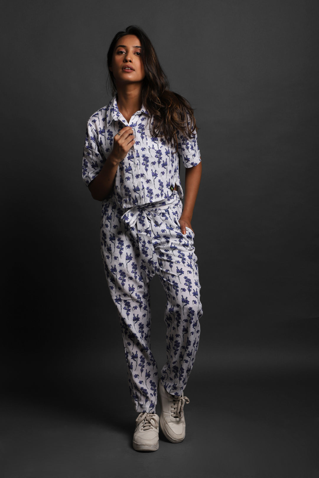 Women's Printed Crop shirt & Pant Set#3