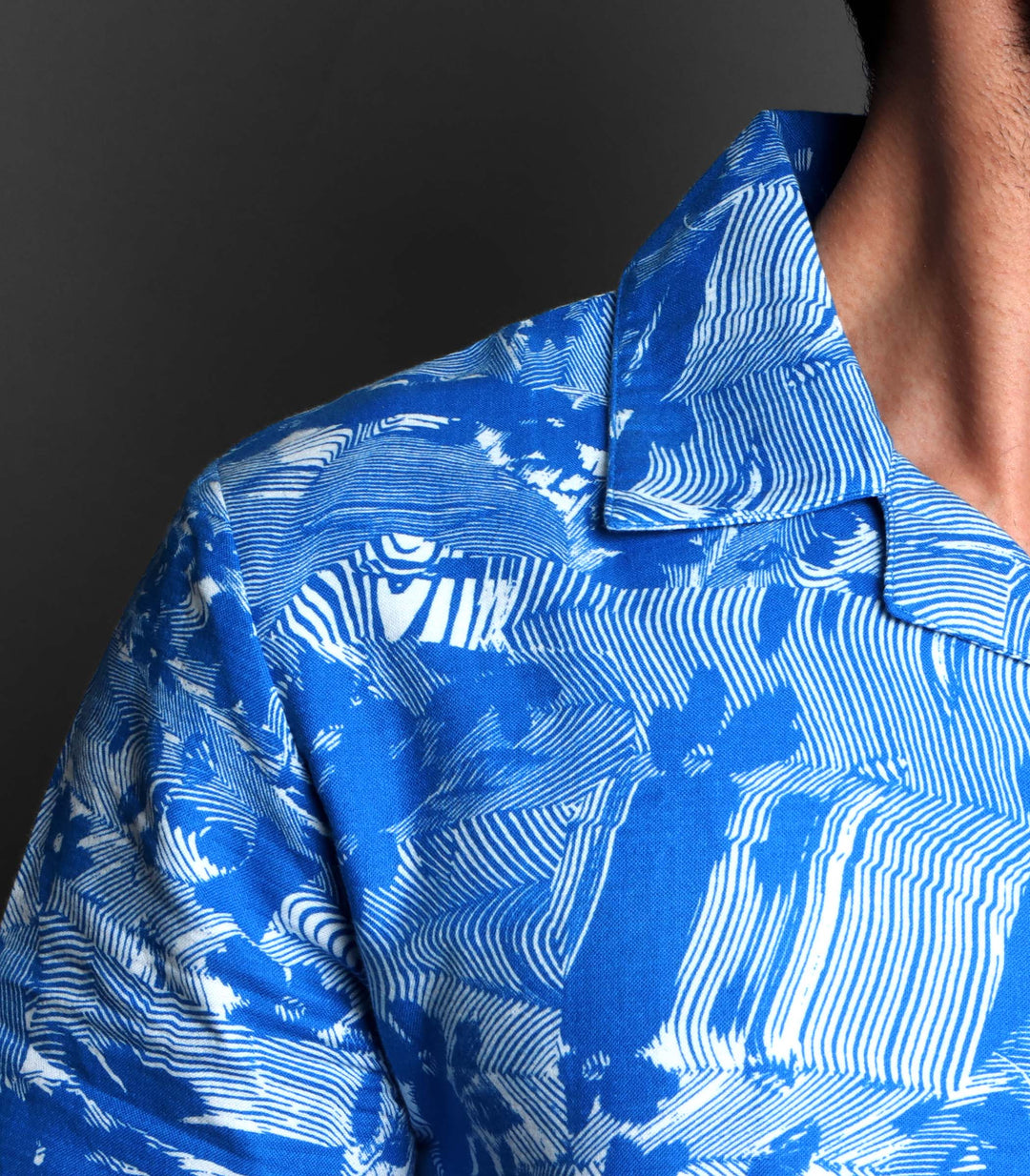 Prints - Blue Lagoon Cuban Collar Shirt For Men#647